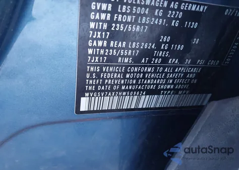 2017 Volkswagen Tiguan 2.0T Wolfsburg Edition from USA, damaged, VIN WVGSV7AX2HW509624